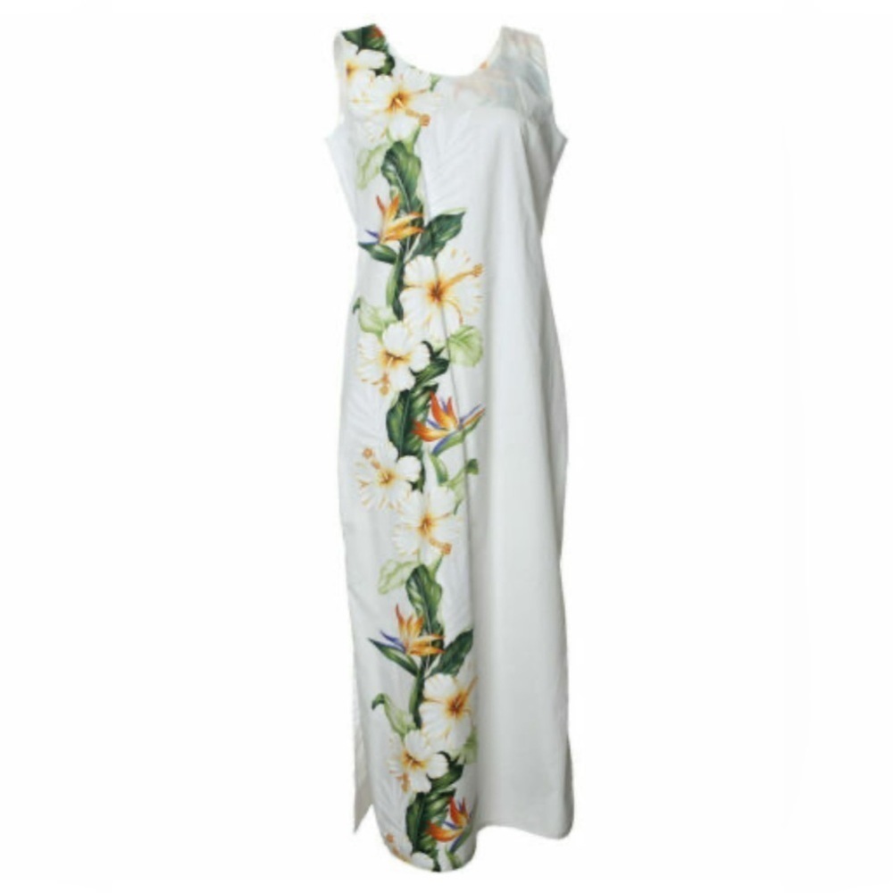 KY’S Sz 2XL Maxi Dress with Side Slits 100% Cotton Floral Unlined Made in Hawaii
